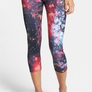 Kos USA Colorful Galaxy Print Leggings Galactic Legging Yoga 3/4 Length Capri ML